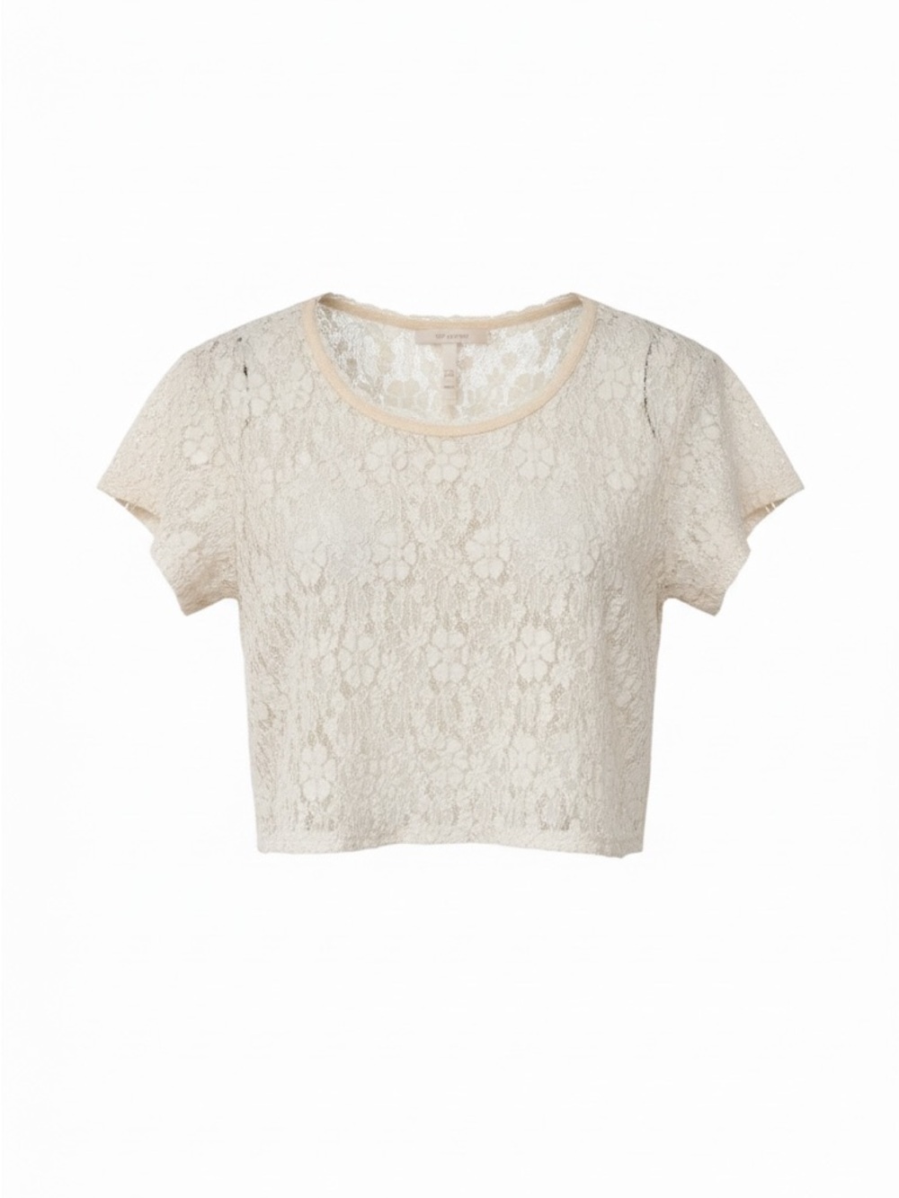 🔻Vintage Y2K Free People Lace Crop Top Cream Boho Sheer USA